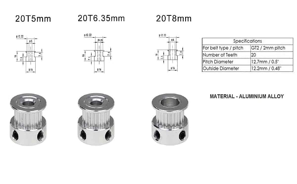 GT2 10mm Timing Belt Pulley 24 Tooth 100 Tooth BF-type for CNC Step Motor GT2 10mm Timing Belt Pulley 24 Tooth 100 Tooth BF-type for CNC Step Motor
