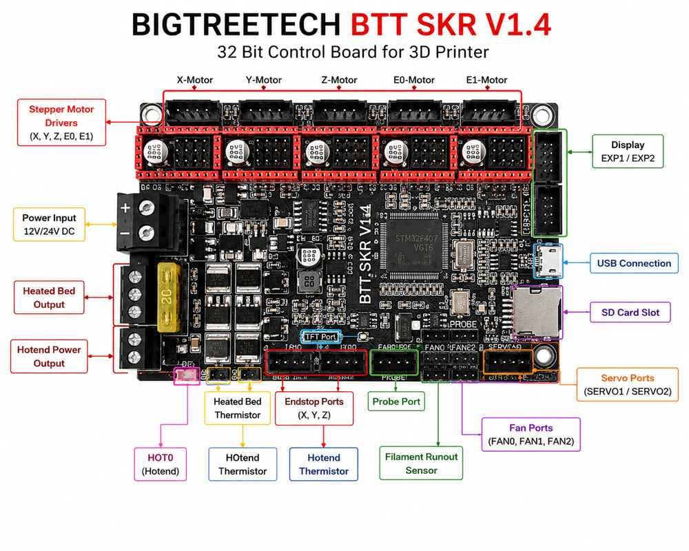 BIGTREETECH BTT SKR V1.4 32 Bit Control Board for 3D Printer 3 BIGTREETECH BTT SKR V1.4 32 Bit Control Board for 3D Printer - Image 3