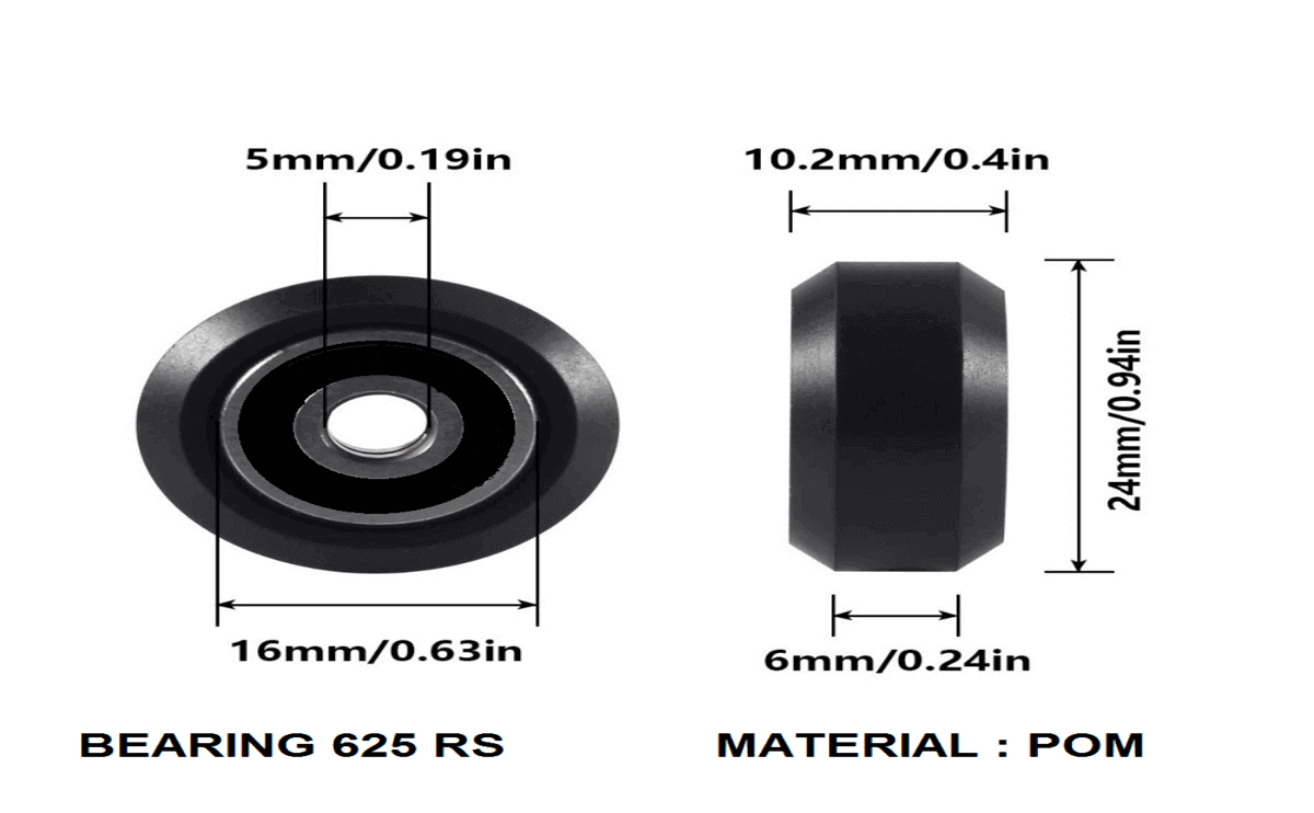 POM V wheel delrin with 625zz/625rs/MR 105zz bearing - Image 2