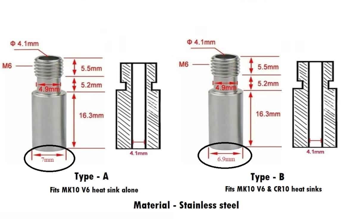PTFE throat mk8 throat for cr10 hotend M6 high temperature PTFE throat for hot end - Image 2