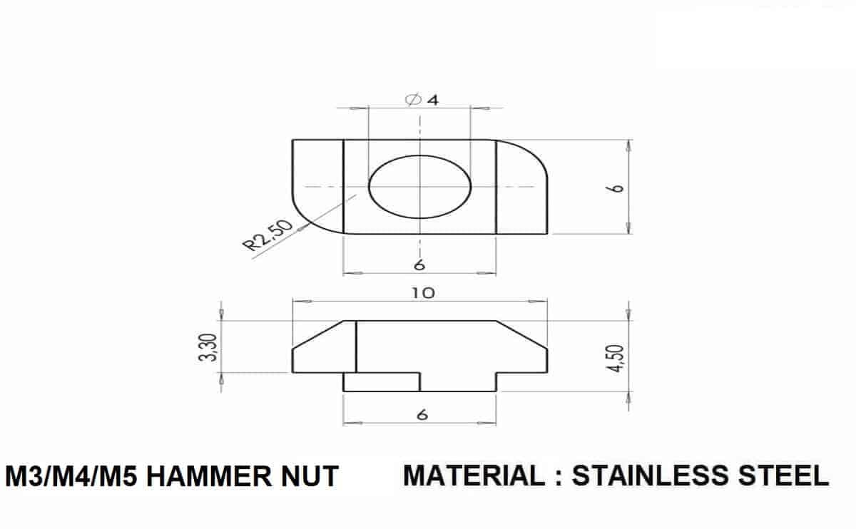 Hammernut M3/M4/M5/M6 2020 3030 4040 Series for 3D printer aluminium profile - Image 3