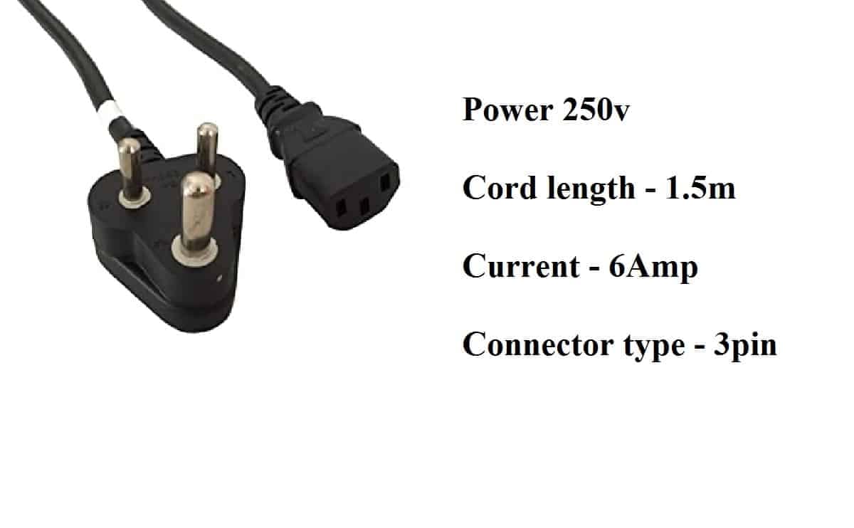 Power cord 6amps 1.5m 3pin power cable for 3d printer - Image 2