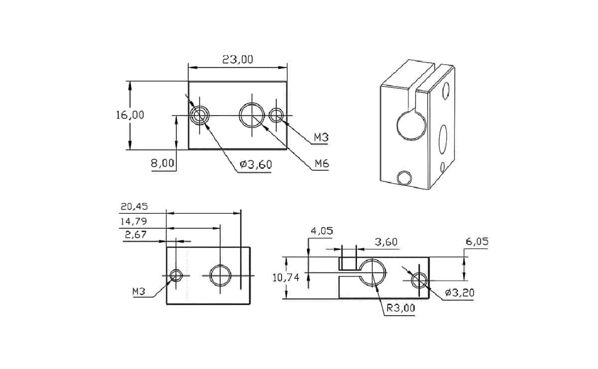 E3D V6 heat block high temperature extruder hotend for 3d printer machine - Image 2