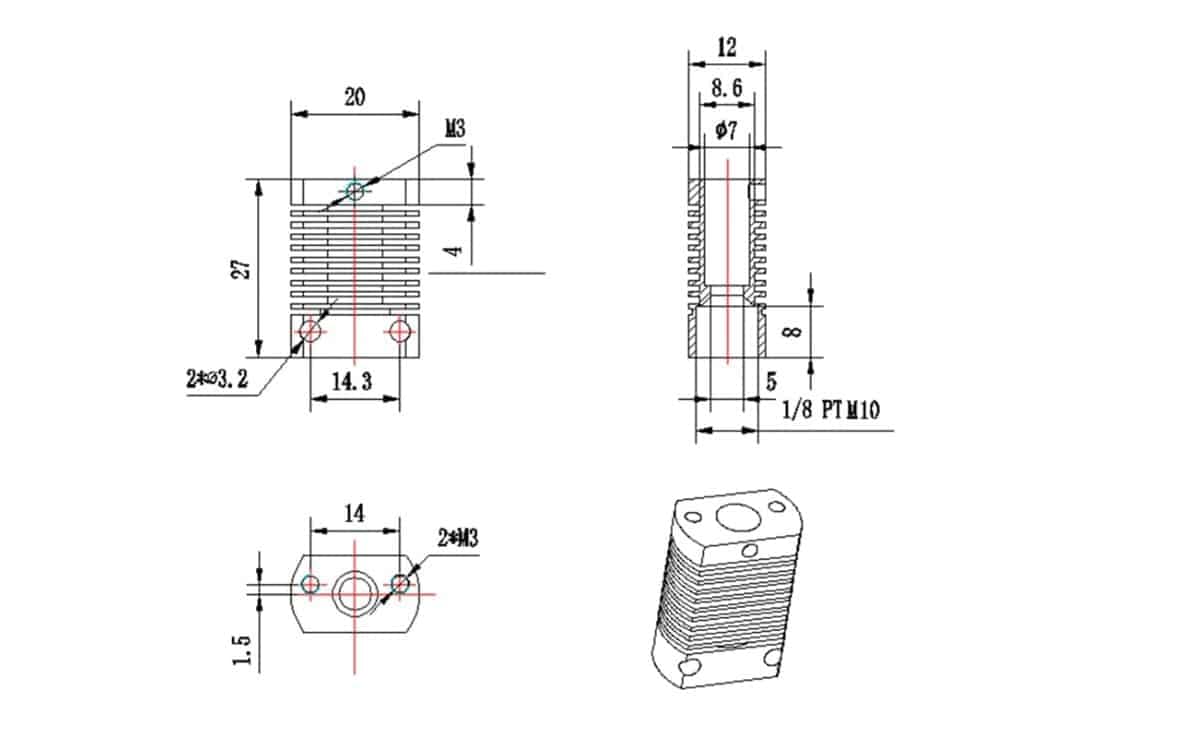 CR10 bowden Hotend kit bowden 12V/24V for 3d printer machine - Image 3