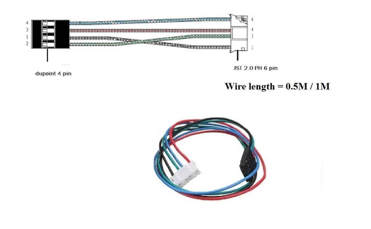 Stepper motor wire nema17 0.3/0.5/1m wire connectors for drives and motors - dupont / jst - Image 4