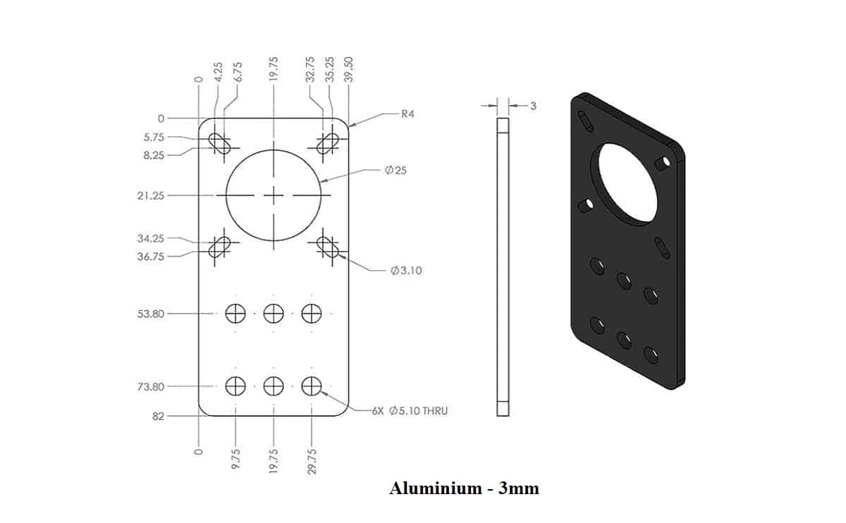 Nema17 Frame Mount Mild Steel/Aluminium for 2040 Profile - Image 3