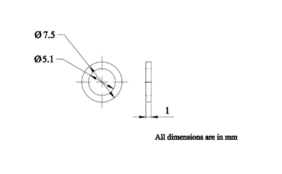 Sim Washer M5 Flat Mild Steel Material with Nickel Plated ID 5mm OD 7.5mm and Thickness 1mm - Image 2