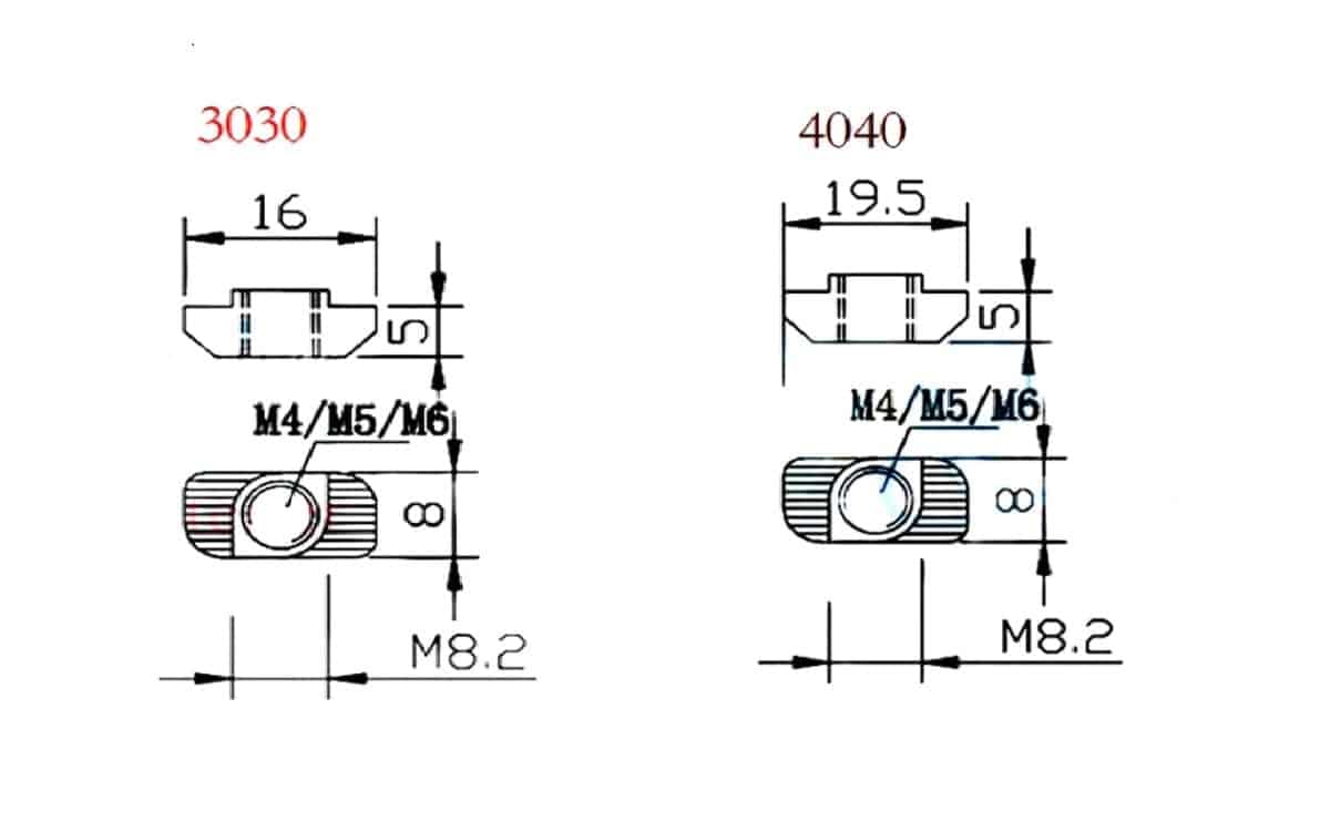 Hammernut M3/M4/M5/M6 2020 3030 4040 Series for 3D printer aluminium profile - Image 6