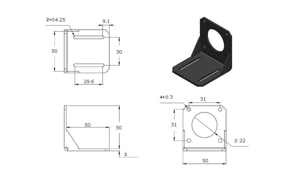 Nema 17 Stepper Motor Steel Mounting Bracket High quality mild steal material for 3d printer machine - Image 3