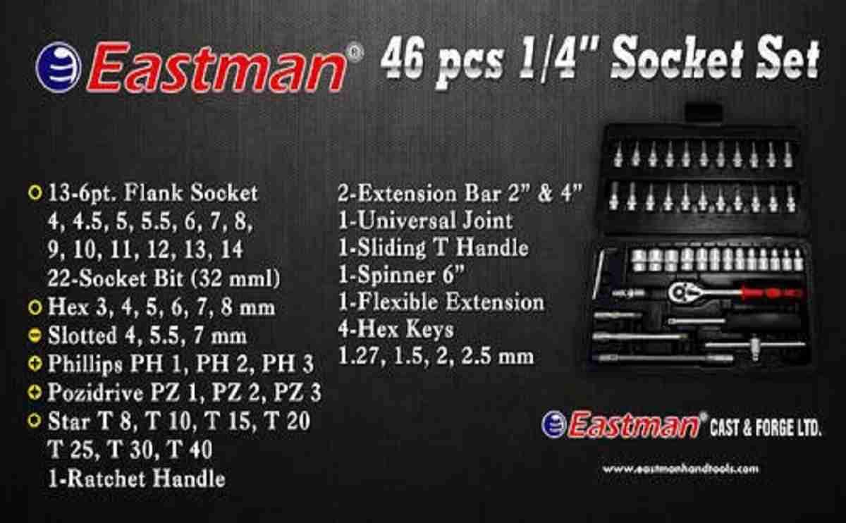 Driver Socket set 46 pcs double chrome vanadium steel mirror finished from Eastman brand - Image 4