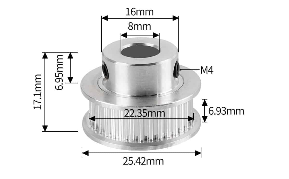 Motor pulley 36 teeth GT2 6mm Belt Aluminum Timing Pulley for 3D Printer - Image 2