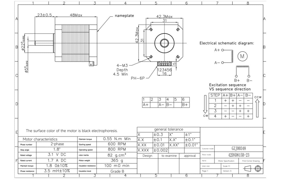 Nema17 4Kgcm/4.4Kgcm stepper motor 1.5A with 6pin JST to 4pin JST wire for 3D printer - Image 3