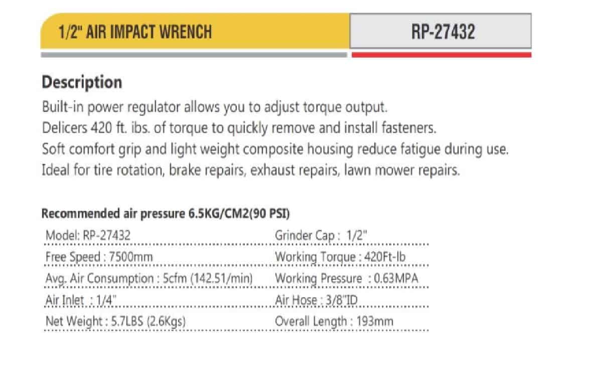 Professional Pneumatic Tools 1/2" air impact wrench - Image 2