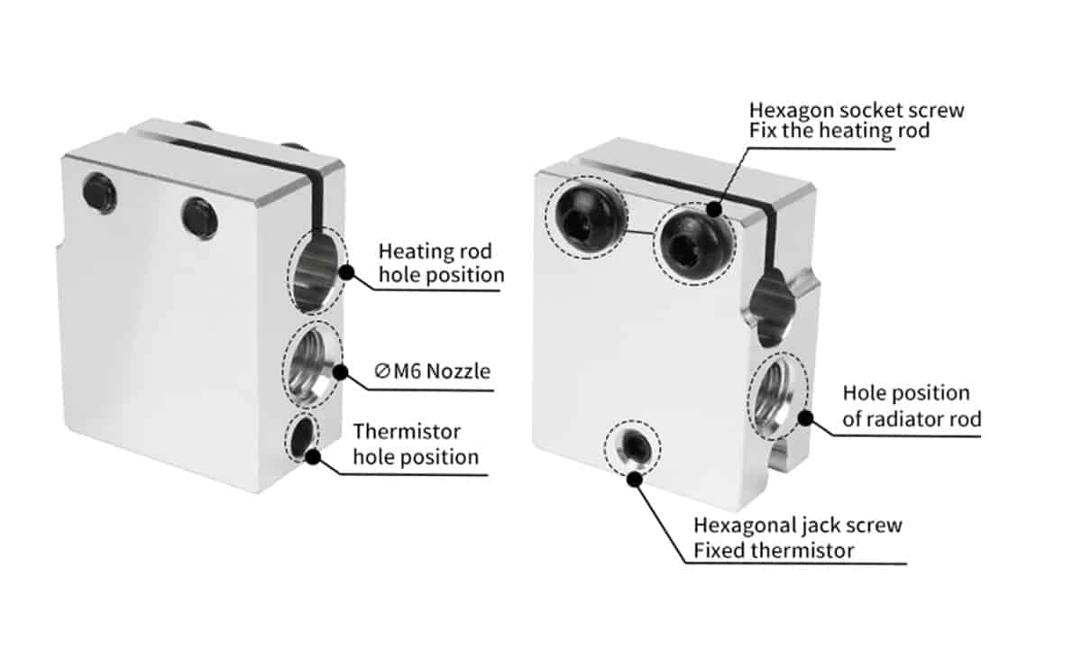 PT100 volcano heat block aluminum for E3D volcano hotend 3D printer - Image 2
