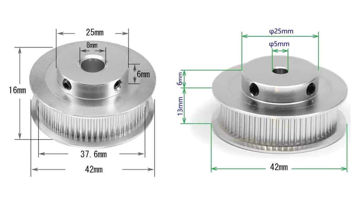Motor pulley 60 teeth 5mm/6.35mm/8mm/10mm bore 6mm belt motor pulley for 3d printer machine - Image 2