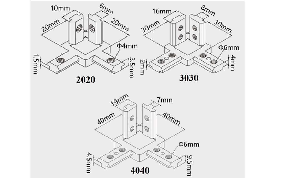 3 Way Corner Connector for Aluminum Extrusion Profile 2020 3030 4040 Series - Image 2