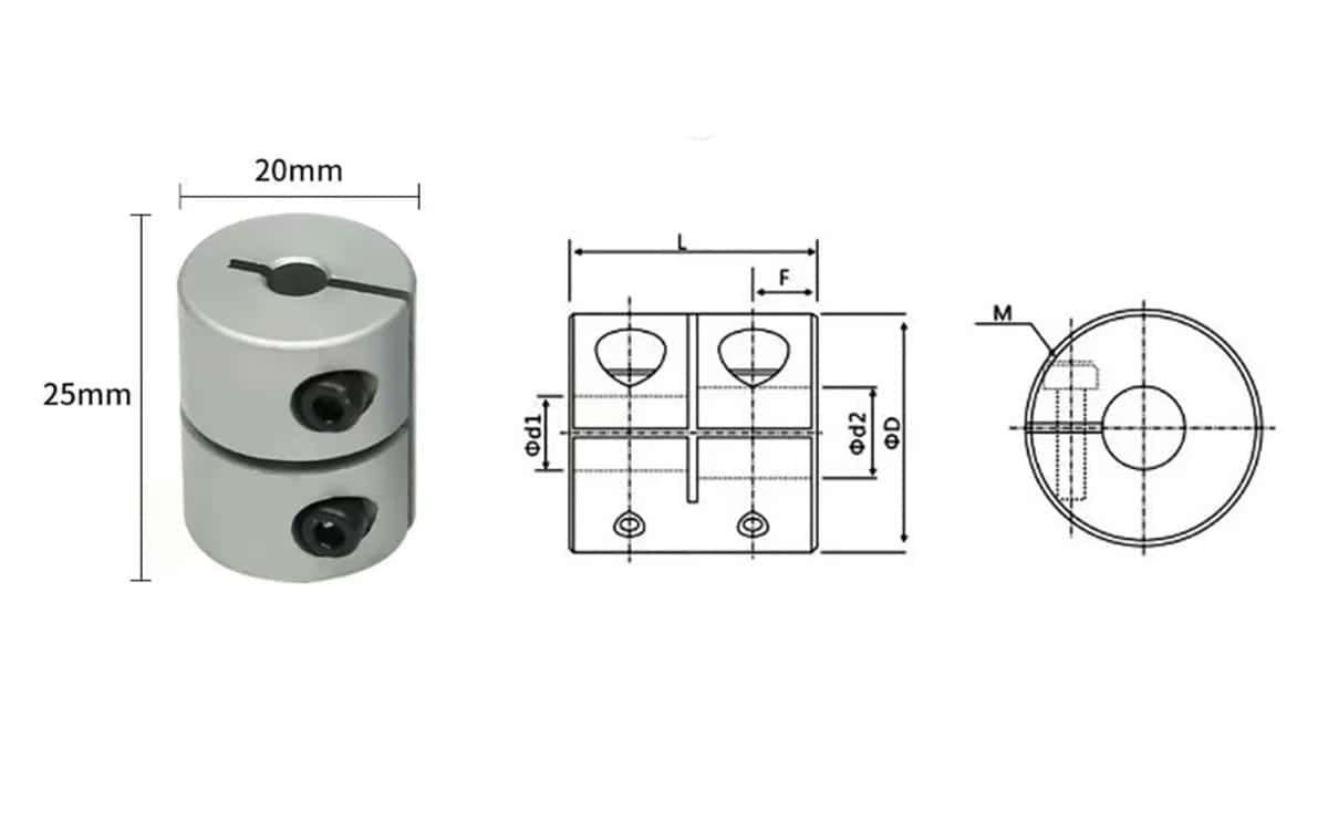 Aluminium rigid coupling 6.35x8mm high quality shaft coupling for 3D printer - Image 2