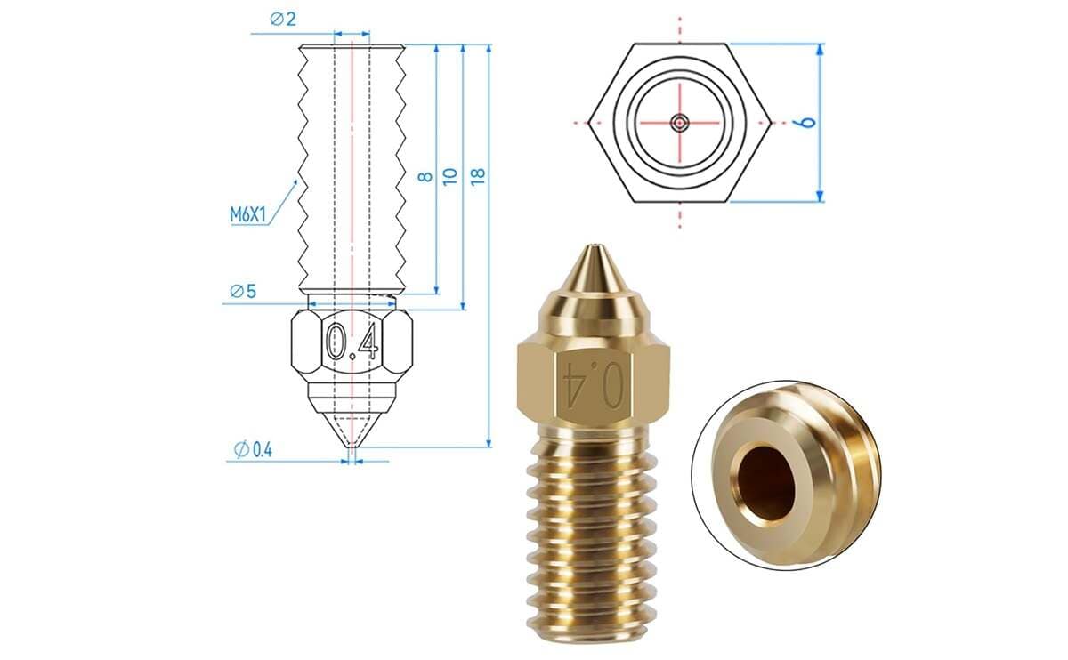 Neptune 4 Brass Nozzle 1.75mm Filament for Netpune 4 and 4 Pro Series 3D Printer - Image 2