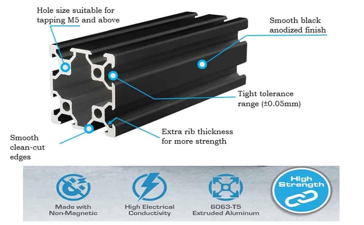 Aluminium Profile 4040 V Slot Extrusion profile for 3d printer machine 3 ND008_4
