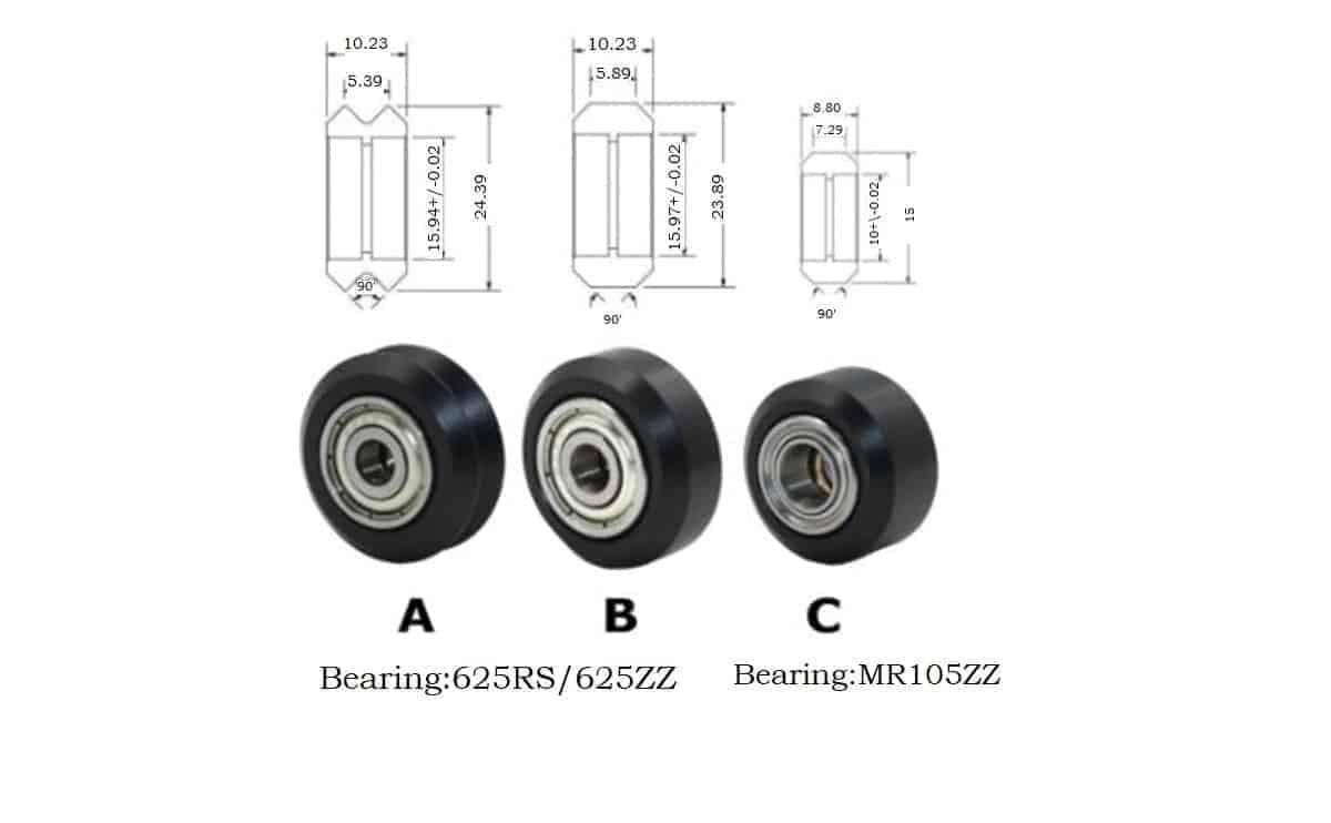 V wheel 3dprinter kit POM (Delrin) kit bearing 625zz And 625rs is for Aluminium profile. 4 V wheel 3dprinter kit POM (Delrin) kit bearing 625zz And 625rs is for Aluminium profile. - Image 4