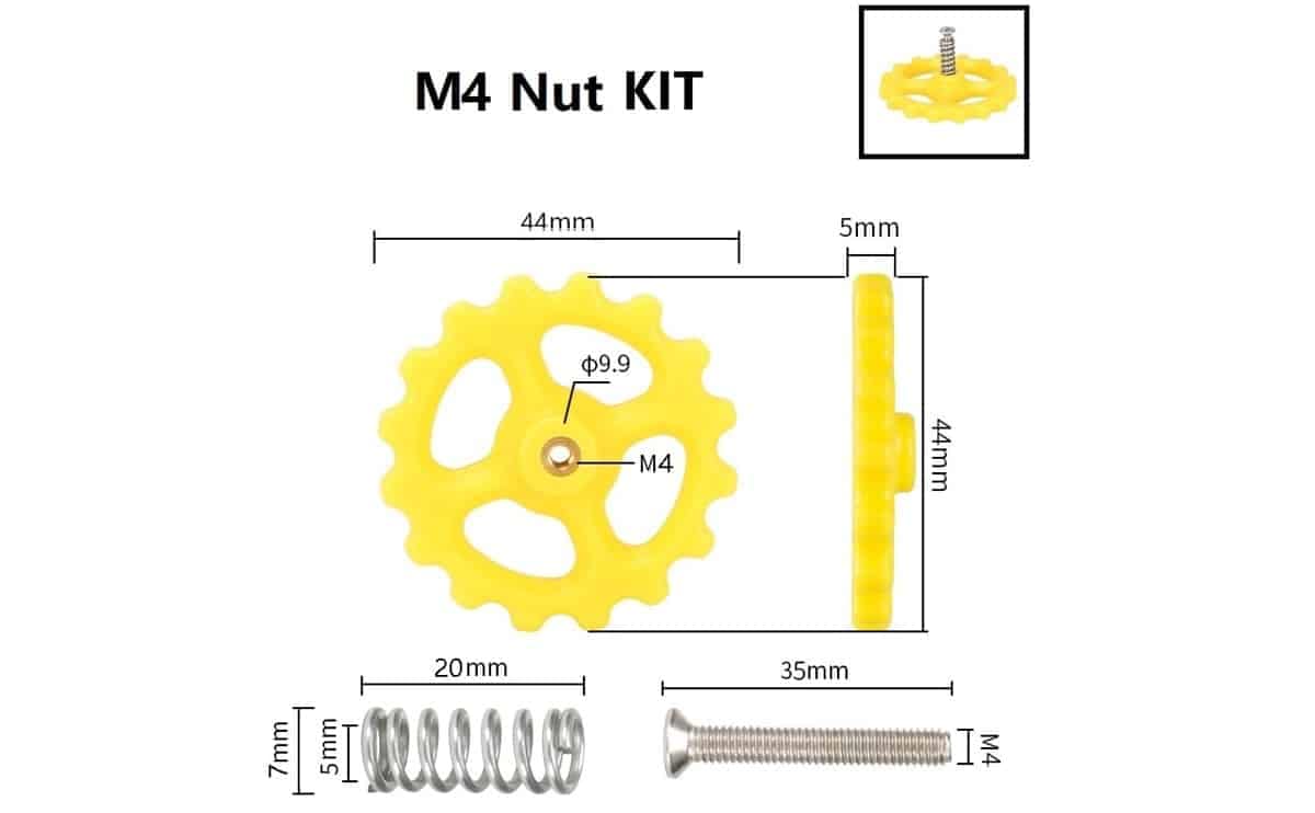 Bed Leveling NutSet M3/M4 – Plastic Ergonomic Nut with Spring & Screw for 3D Printer Heatbed 3 Bed Leveling NutSet M3/M4 – Plastic Ergonomic Nut with Spring & Screw for 3D Printer Heatbed - Image 3