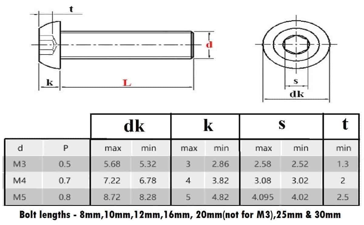 Allen bolt Set Material Carbon Steel for 3d printer machine 2 Allen bolt Set Material Carbon Steel for 3d printer machine - Image 2