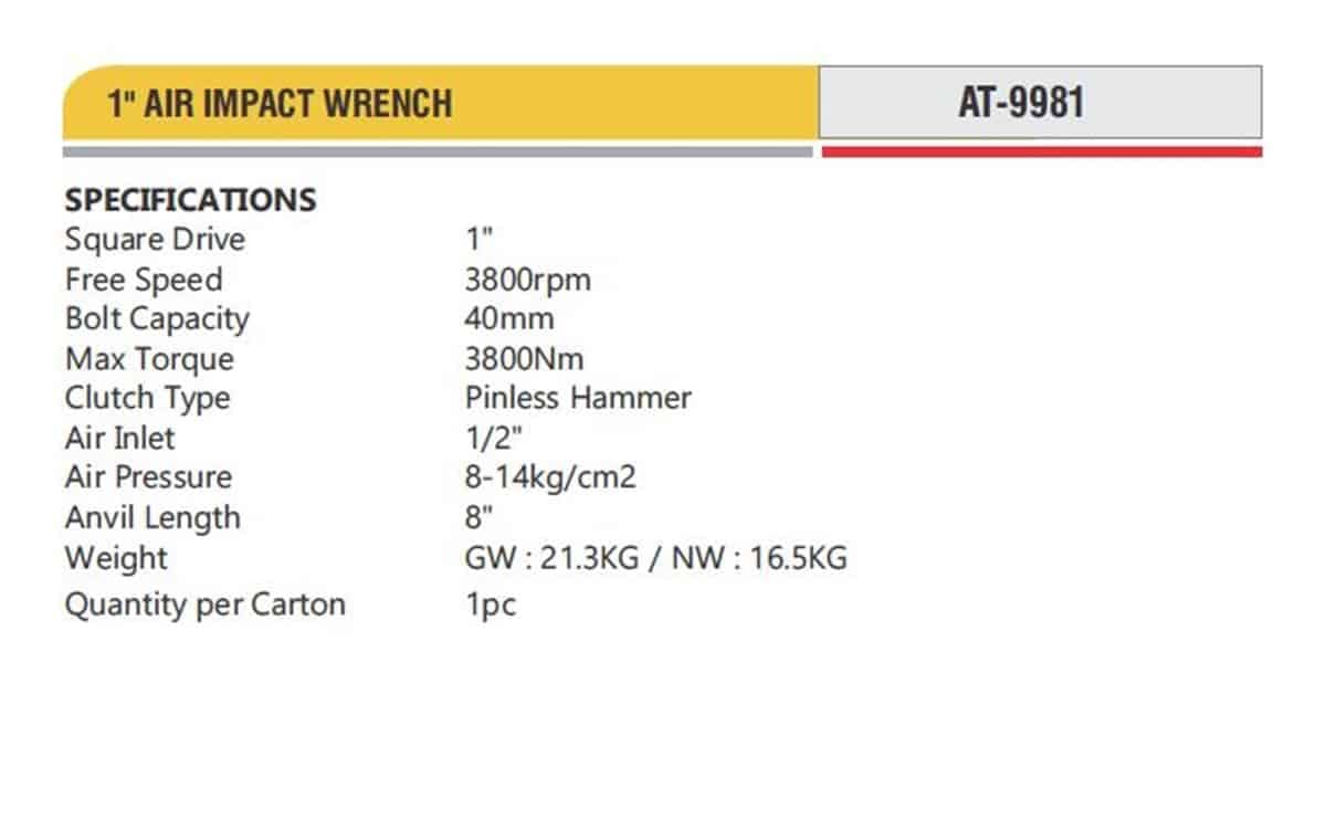 Professional Pneumatic Tools 1" AIR IMPACT WRENCH 2 Professional Pneumatic Tools 1" AIR IMPACT WRENCH - Image 2