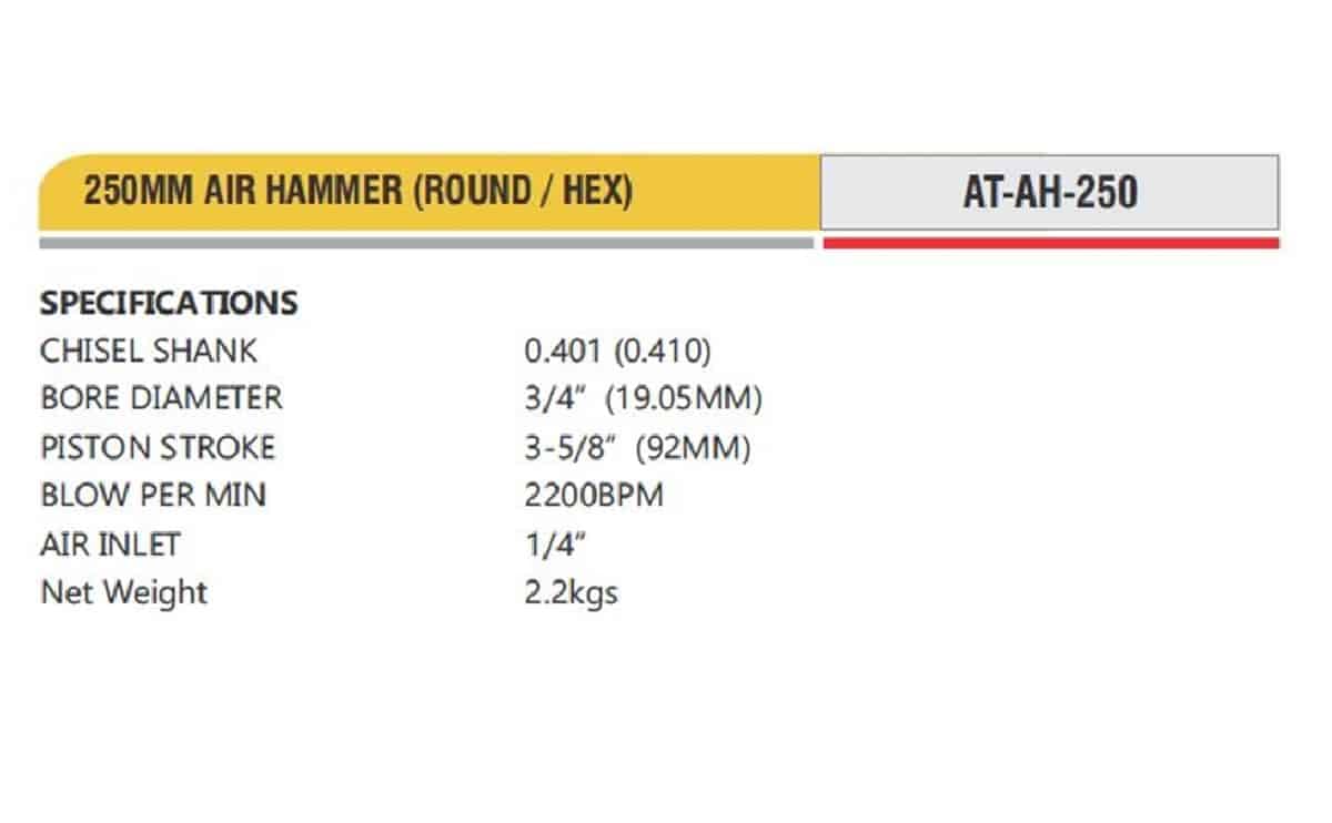 Professional Pneumatic Tools 250MM AIR HAMMER (ROUND / HEX) 2 Professional Pneumatic Tools 250MM AIR HAMMER (ROUND / HEX) - Image 2