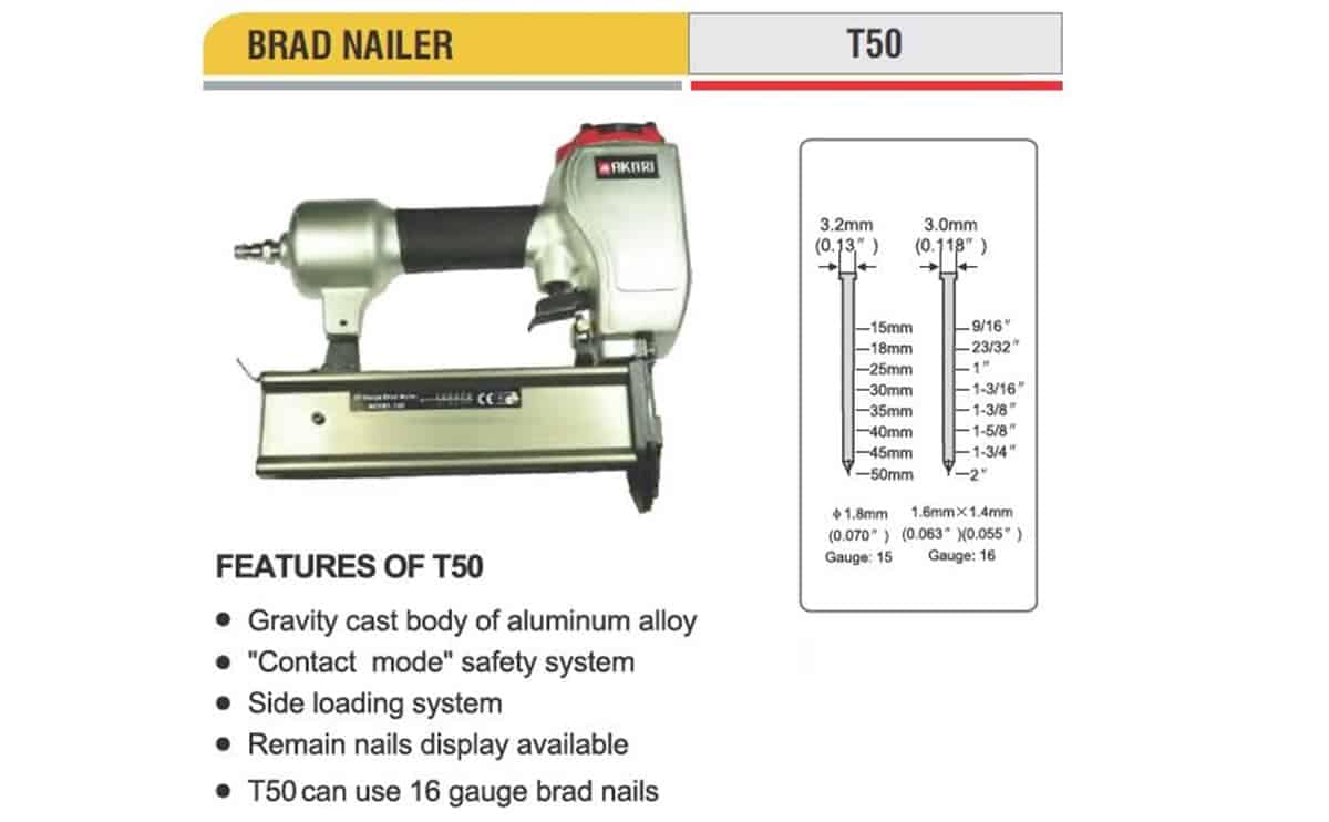 Professional Pneumatic Tools - BRAD NAILER T50 1 Professional Pneumatic Tools - BRAD NAILER T50