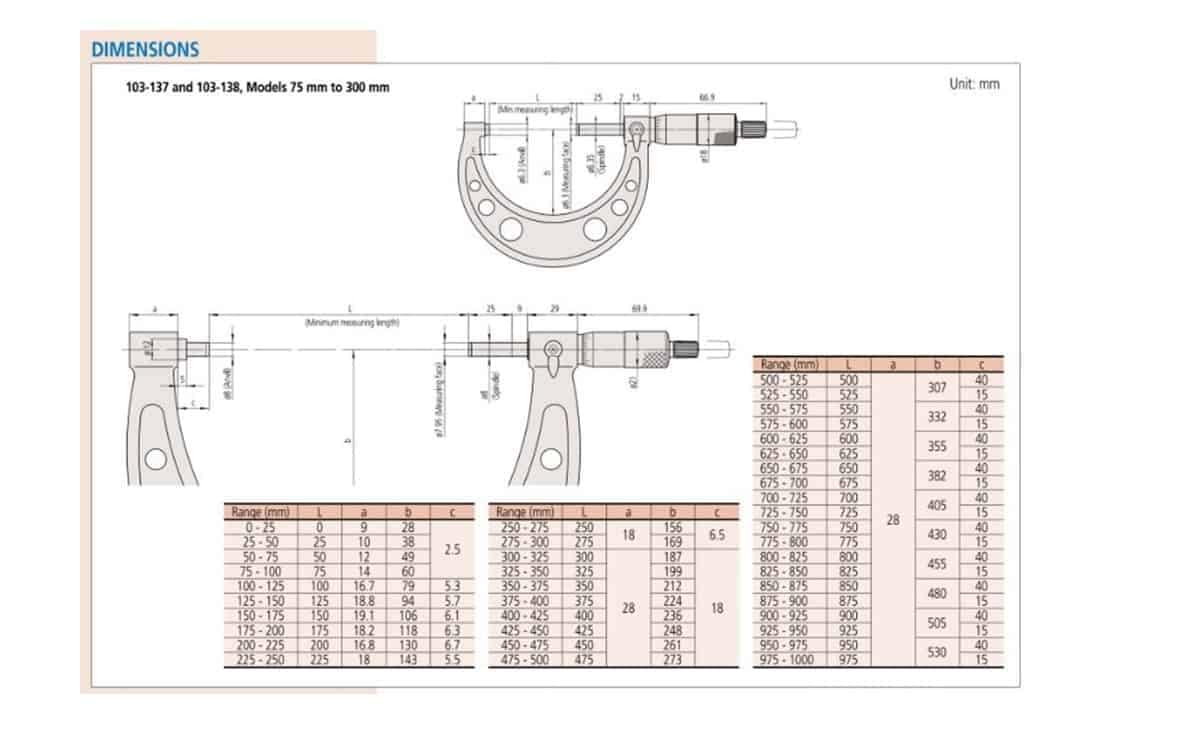 Mitutoyo Outside Micrometer Standard 0-25mm/25mm-50mm/75mm-100mm/100mm-125mm of measuring tools 2 Mitutoyo Outside Micrometer Standard 0-25mm/25mm-50mm/75mm-100mm/100mm-125mm of measuring tools - Image 2