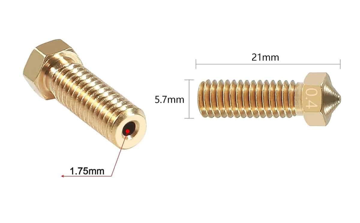 Volcano Nozzle E3DV6 M6 Threaded E3D V6 Brass Nozzle 1.75mm Filament for 3D Printer 3 Volcano Nozzle E3DV6 M6 Threaded E3D V6 Brass Nozzle 1.75mm Filament for 3D Printer - Image 3