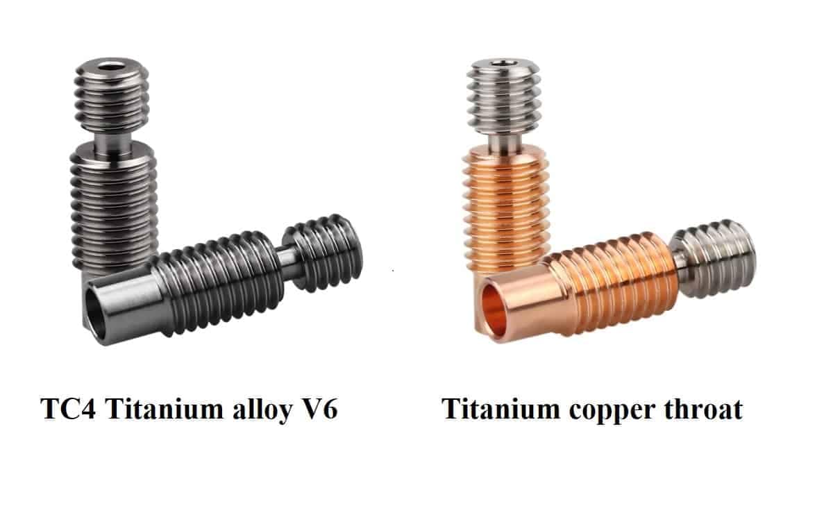 E3D Titanium copper throat / TC4 Titanium alloy V6 for E3D V6 volcano hotend Prusa I3 MK3/MK3S 1.75mm filament 1 E3D Titanium copper throat