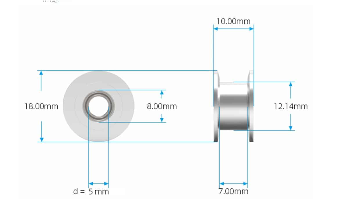 Idler pulley 6mm and 10mm without teeth bore 5mm Idler pulley for 3D printer 2 Idler pulley 6mm and 10mm without teeth bore 5mm Idler pulley for 3D printer - Image 2