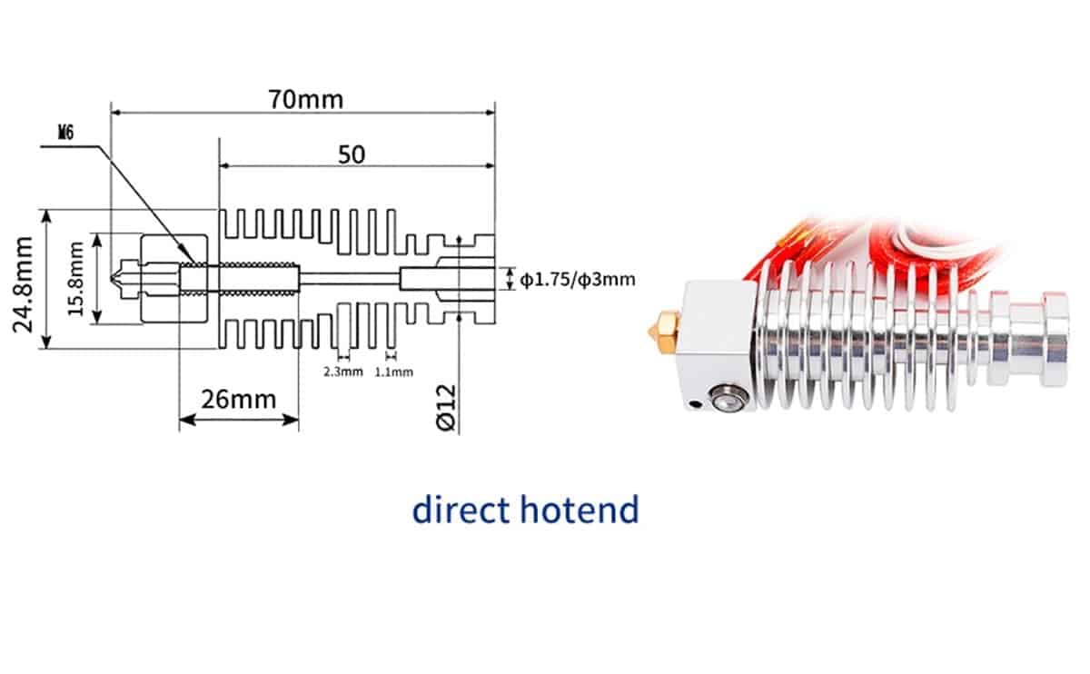 E3D V6 J-head hotend kit 12v/24v Direct 1.75mm 3d printer hot end extruder improved metal version for 3d printer 2 E3D V6 J-head hotend kit 12v/24v Direct 1.75mm 3d printer hot end extruder improved metal version for 3d printer - Image 2