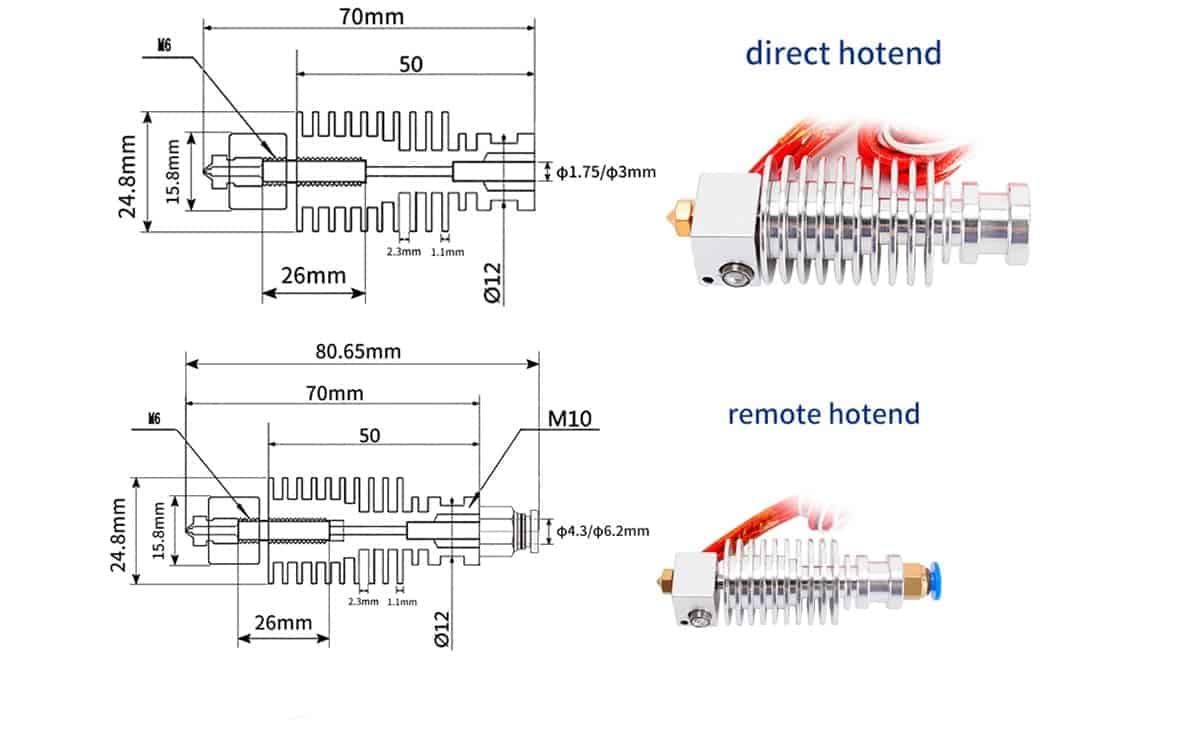 E3D V6 hotend kit 12v/24v bowden/direct 3mm filament 3d printer hot end extruder improved metal version E3DV6 for 3d printer 3 E3D V6 hotend kit 12v/24v bowden/direct 3mm filament 3d printer hot end extruder improved metal version E3DV6 for 3d printer - Image 3