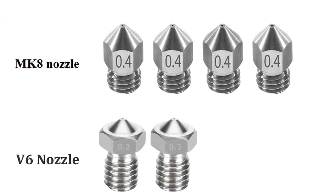 Stainless Steel Nozzle MK8 E3D Nozzle Size 0.4mm Corrosion Resistant Extruder for 1.75mm 3D Printer Extruder 1 Stainless Steel Nozzle