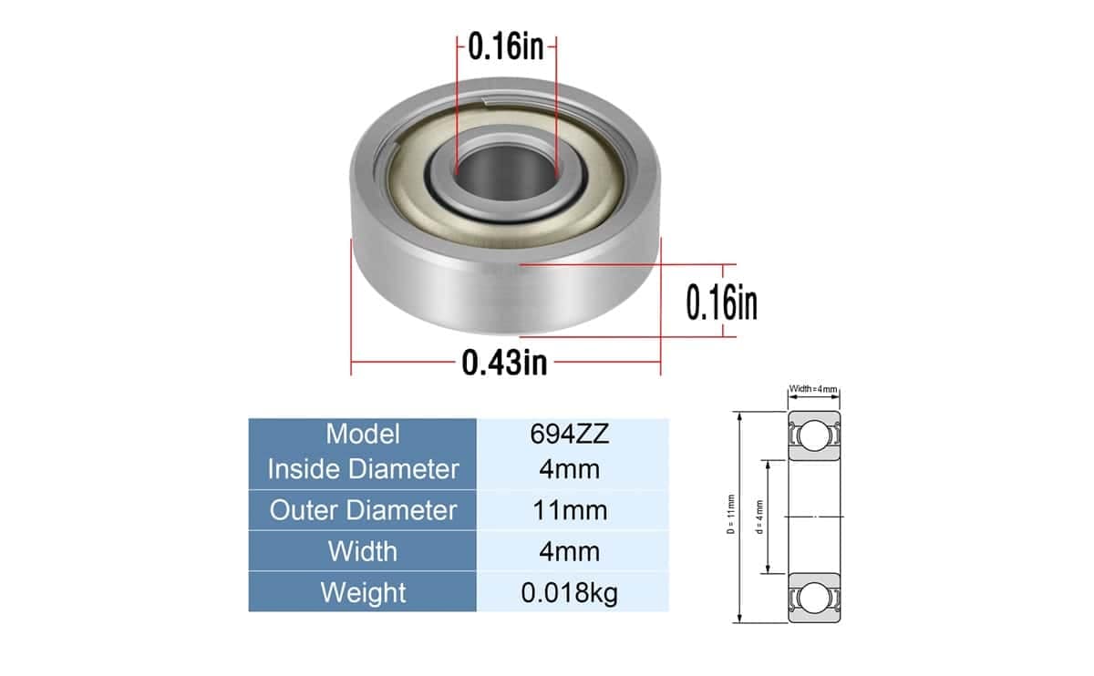694ZZ miniature ball bearing Stainless Steel Shielded Miniature Bearing 4x11x4mm for 3D Printer And CNC 2 694ZZ miniature ball bearing Stainless Steel Shielded Miniature Bearing 4x11x4mm for 3D Printer And CNC - Image 2