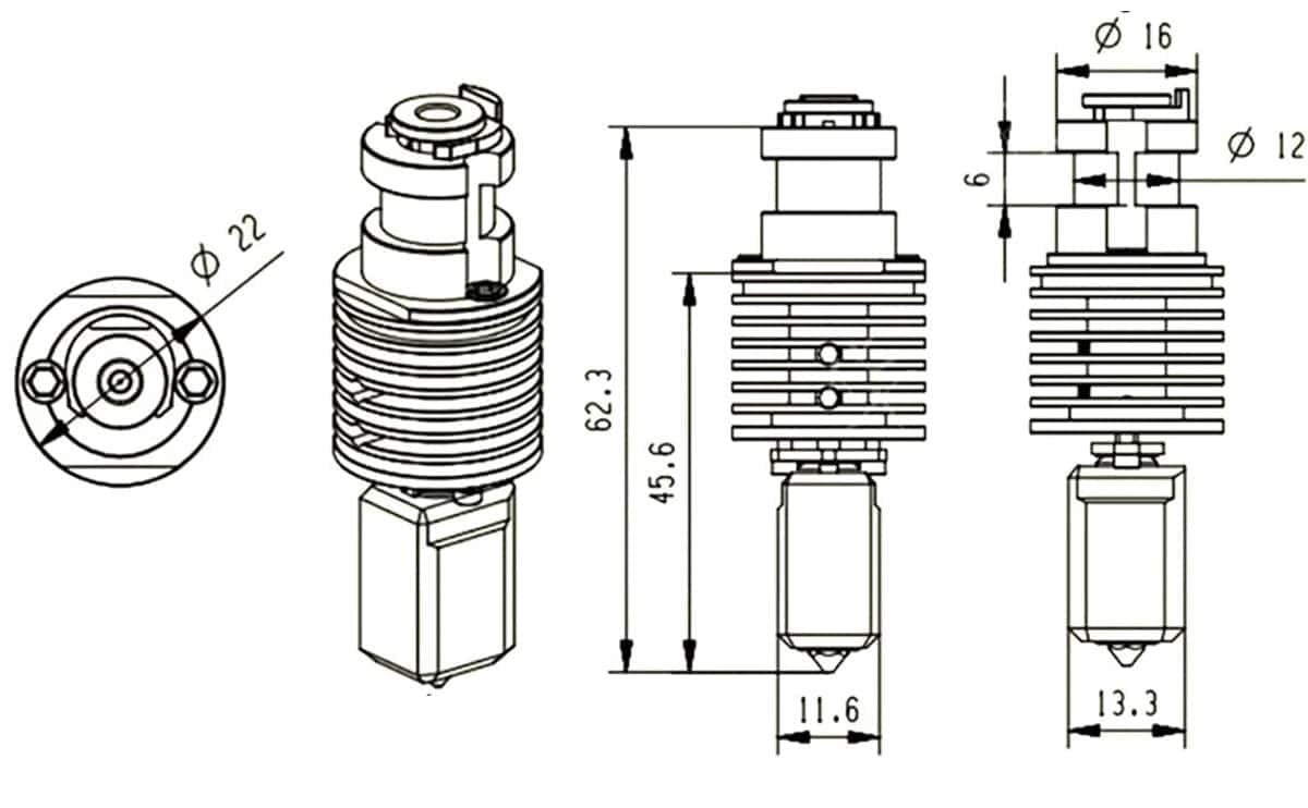Bambu Lab V6 hotend kit V6 2.0 Upgrade 24V 48W Up to 300°C Fast Heating Anti Leak Integrated Heat Break (Clone) 2 Bambu Lab V6 hotend kit V6 2.0 Upgrade 24V 48W Up to 300°C Fast Heating Anti Leak Integrated Heat Break (Clone) - Image 2