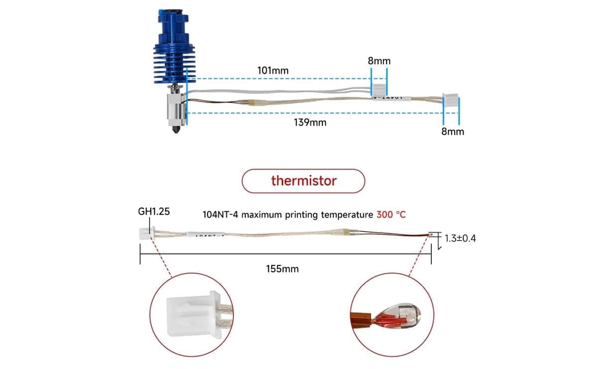 Bambu Lab V6 hotend kit V6 2.0 Upgrade 24V 48W Up to 300°C Fast Heating Anti Leak Integrated Heat Break (Clone) 4 Bambu Lab V6 hotend kit V6 2.0 Upgrade 24V 48W Up to 300°C Fast Heating Anti Leak Integrated Heat Break (Clone) - Image 4