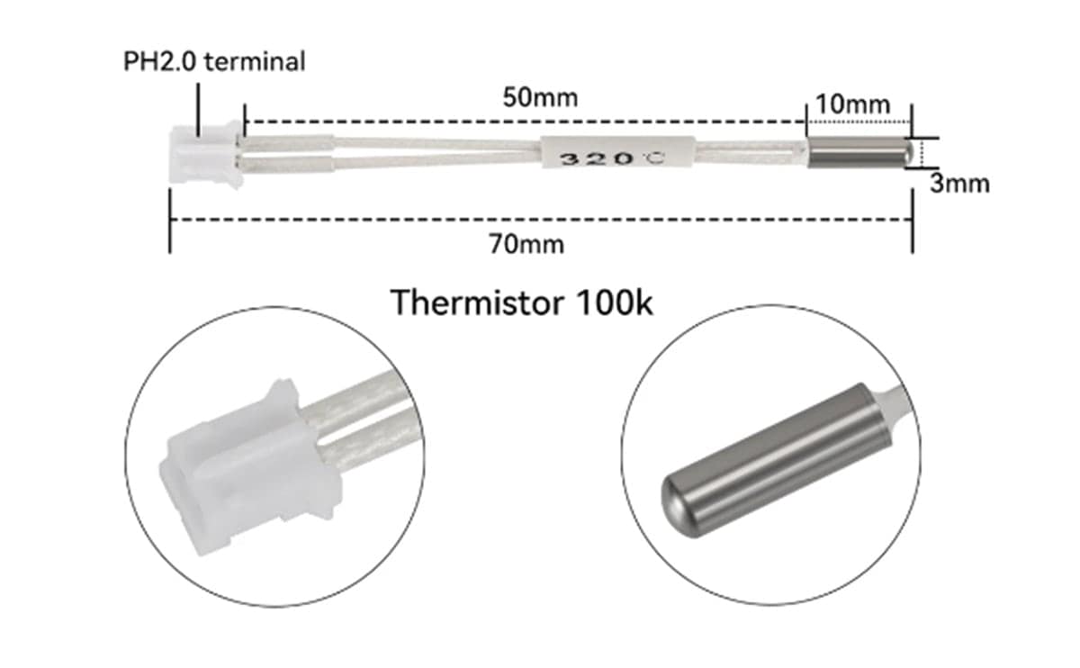 Creality Thermistor Cartridge K1/K1 Max for 3D Printer 2 Creality Thermistor Cartridge K1/K1 Max for 3D Printer - Image 2