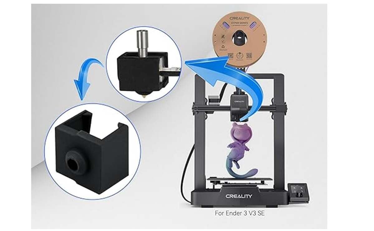 Ender3 V3 SE Silicone Sock Black for 3D Printer 6 Ender3 V3 SE Silicone Sock Black for 3D Printer - Image 6