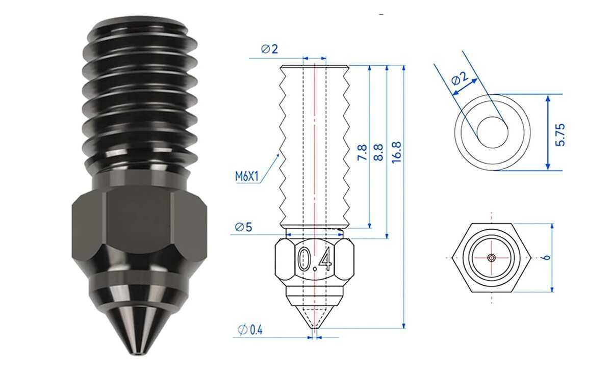 Ender 3 V3 SE Hardened Steel Nozzle 0.4mm High-Strength Nozzle for 1.75mm Filament Abrasion-Resistant Upgrade 3 Ender 3 V3 SE Hardened Steel Nozzle 0.4mm High-Strength Nozzle for 1.75mm Filament Abrasion-Resistant Upgrade - Image 3