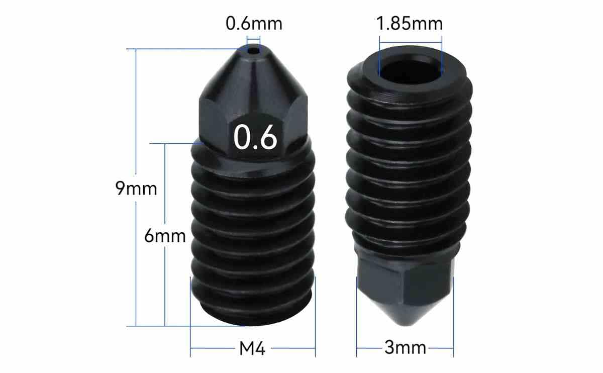 H2D Nozzle Size 0.6mm Hardened Steel Nozzle for Bambu Lab H2D H2S A1 Wear Resistant 3D Printer Nozzle 3 H2D Nozzle Size 0.6mm Hardened Steel Nozzle for Bambu Lab H2D H2S A1 Wear Resistant 3D Printer Nozzle - Image 3