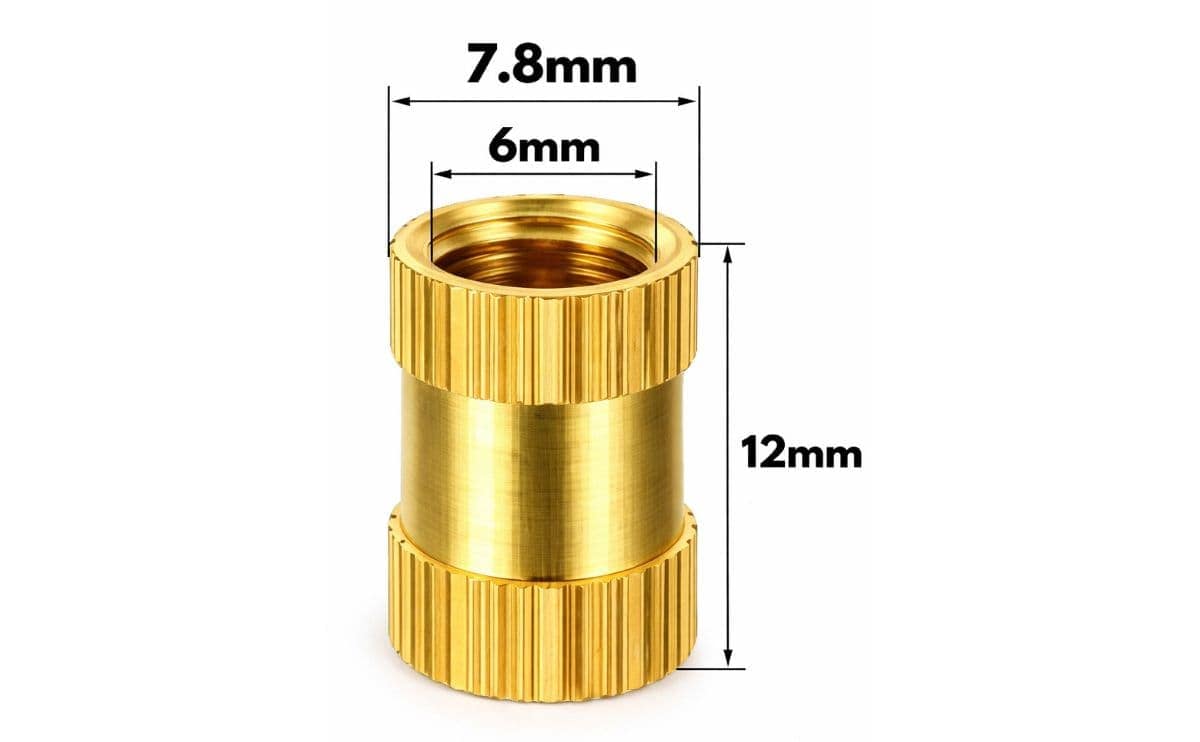 Brass Insert M6x12 for 3D Printer Parts 4 Brass Insert M6×12