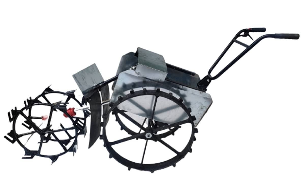 Two row paddy weeder