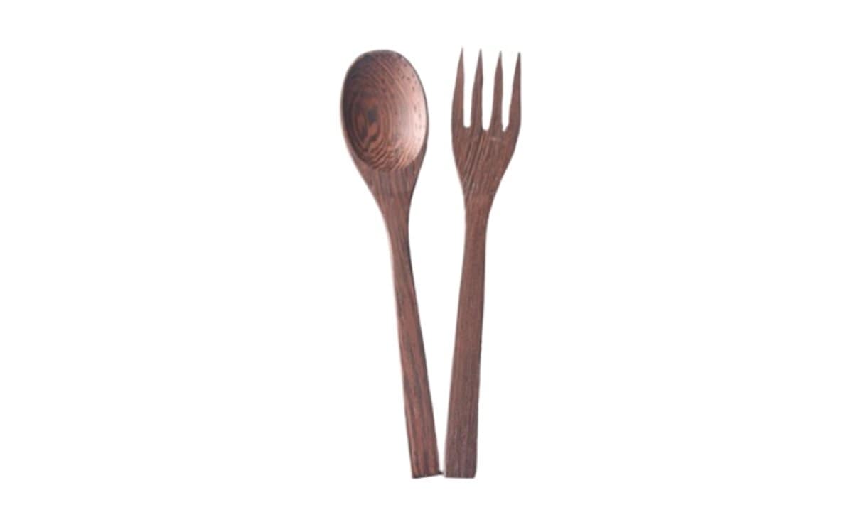 Spoon & Fork Handmade Ebony Wooden Utensil Set - Image 3