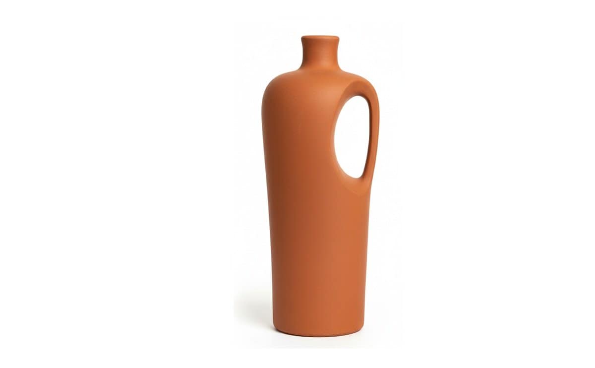 Natural Clay Bottle with Round Handle