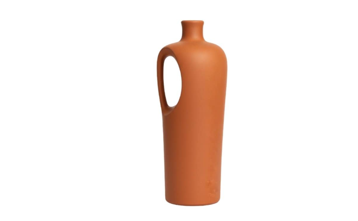 Clay Bottle with Round Handle Handcrafted Natural Bottle - Image 2