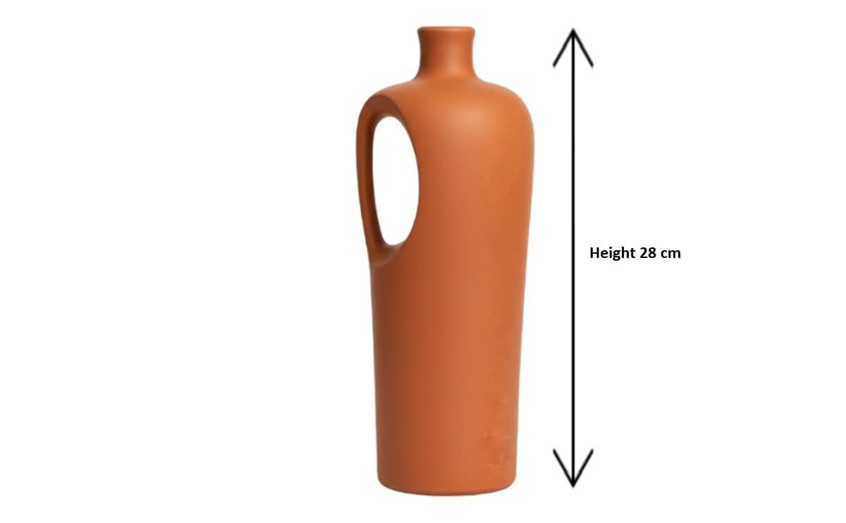 Clay Bottle with Round Handle Handcrafted Natural Bottle - Image 3