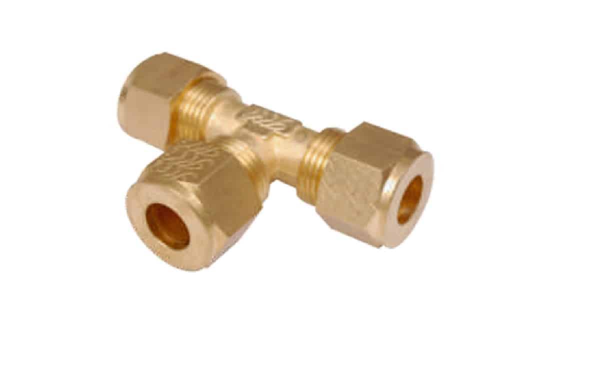 Brass t assembly (3N + 3S) compression pipe fittings for plumbing, oil